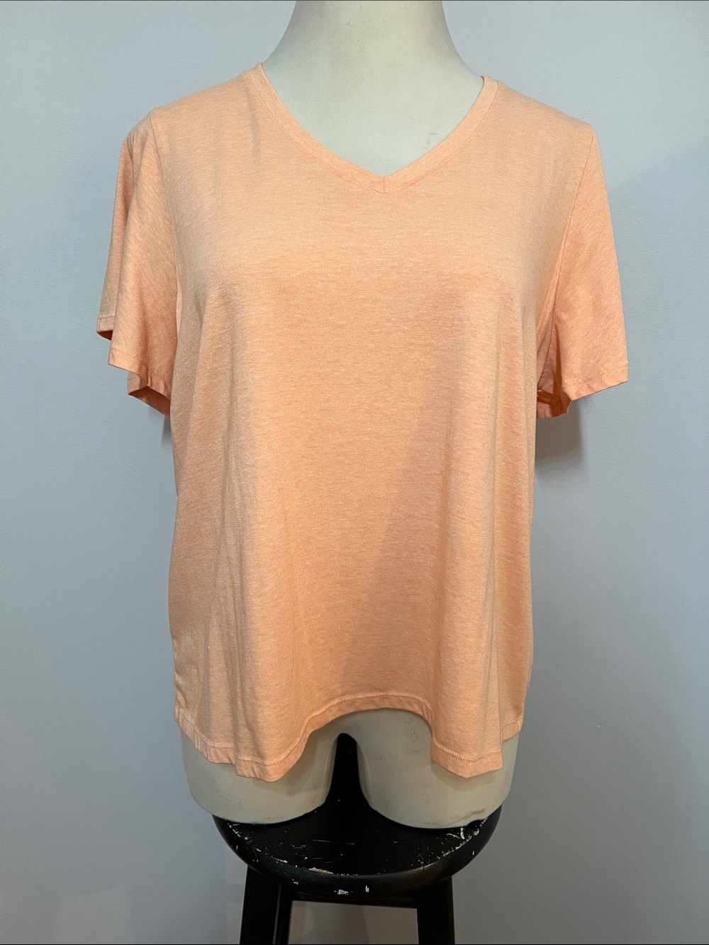 AnyBody Soft Peach V-Neck Flutter Sleeve Relaxed Fit Tee